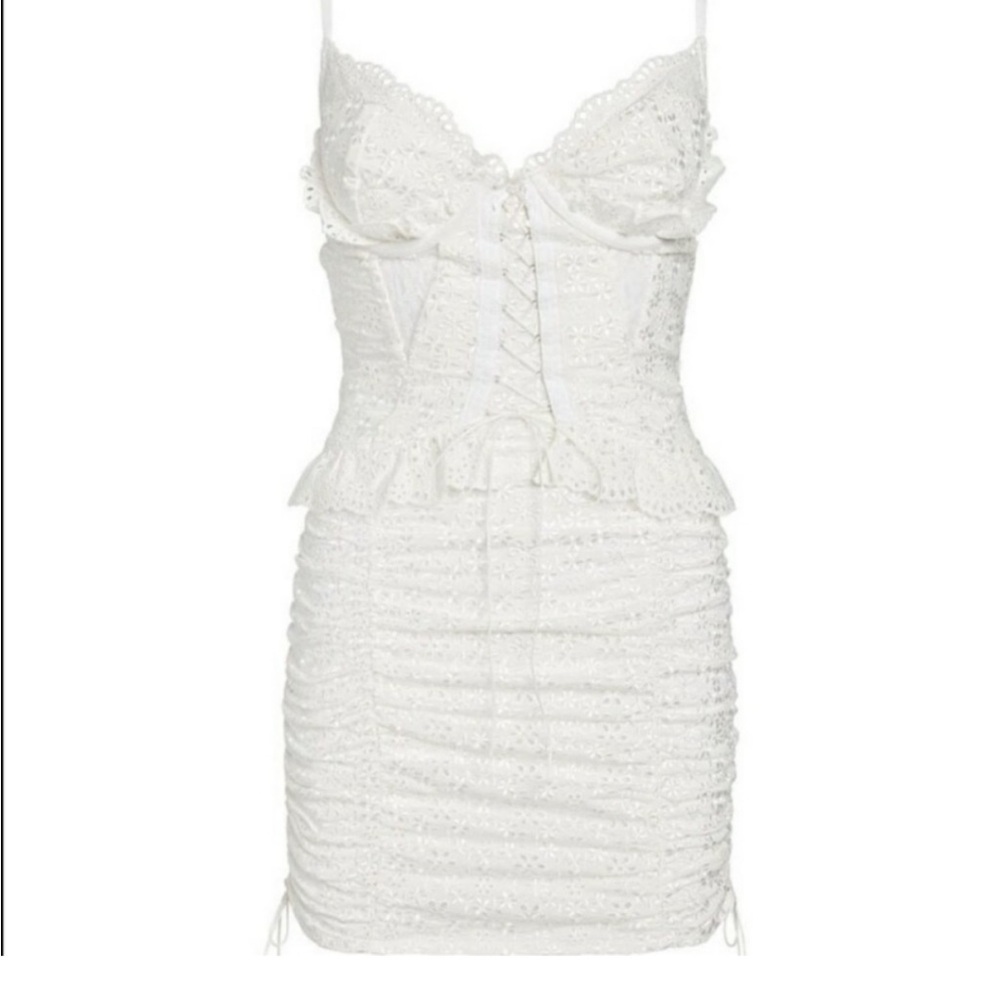 For Love and Lemons Sophie Eyelet Mini Dress in White, size L - Picture 3 of 10